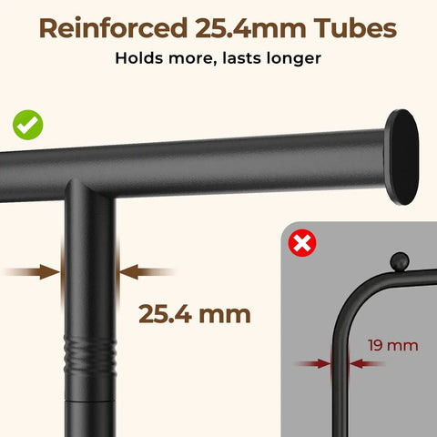 Heavy Duty Rolling Clothes Rack Featuring Smooth Swivel Casters No Sweat Assembly Portable Metal Wardrobe Stand Real Game Changer For Bedroom Laundry Or Living Room Sleek Black Finish