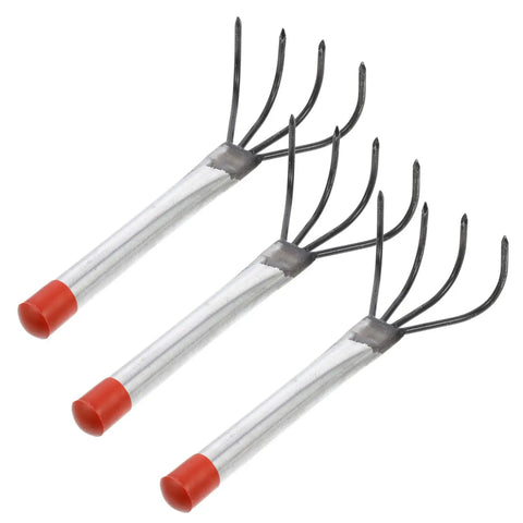 Three Piece Steel Garden Rake Set With Comfortable Grip Handles For Soil Loosening, Beach Digging And Planting Tasks, Durable Hand Tools