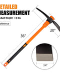 Heavy Duty Pickaxe For Digging With Shock Absorbing Handle 36 Inches Durable Manganese Steel Head For Hard Ground Rocks And Roots