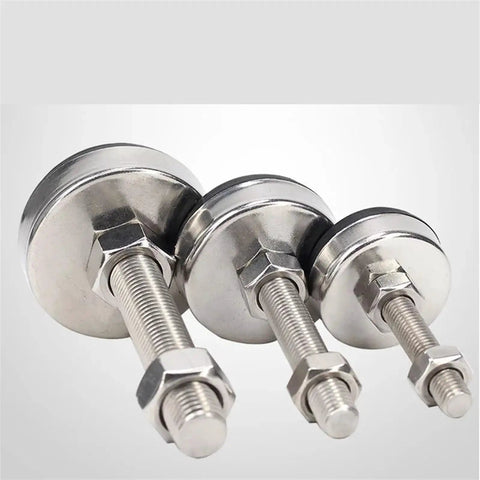 Adjustable Leveling Feet Set In Stainless Steel With Rubber Pads And Swivel Base Black Finish, No Tool Needed Installation, Fits Threads M8 To M14, Built To Last And Keeps Your Furniture From Wobbling, 2 4 6 10 Packs, three feet
