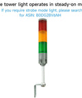 3 Stack LED Industrial Signal Tower Light Andon Lights No Buzz Steady On Red Yellow Green With Self Locking Switch For Warehouse And Manufacturing Indoor AC110V