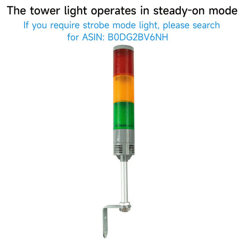 3 Stack LED Industrial Signal Tower Light Andon Lights No Buzz Steady On Red Yellow Green With Self Locking Switch For Warehouse And Manufacturing Indoor AC110V