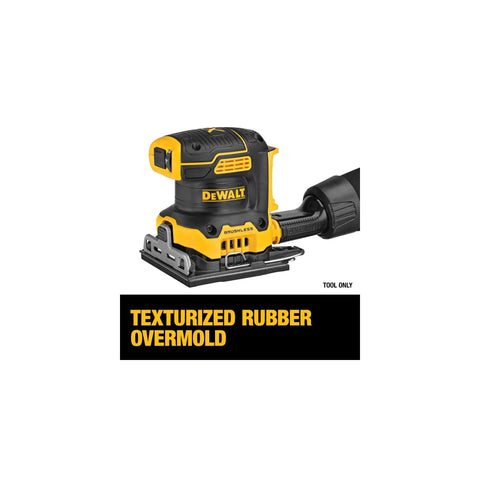 20V Max XR Brushless Cordless One Quarter Sheet Variable Speed Sander Tool Only with texturized rubber overmold