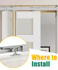 Pocket Door Hardware Kit With Soft Close And Soft Open, Smooth Sliding 72 Inch Door Rail Set, installed view