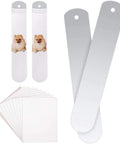 2 Piece Metal Straight Sock Sublimation Jigs With 10 Sheets Heat Transfer Paper For Dye Sublimation On Crew Socks DIY Socks Printing Accessory Durable Heat Press Tool 17.83 By 3.35 Inches including printed socks