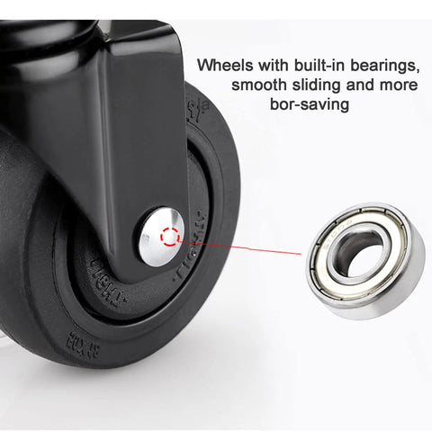 Pro Level 4 Pack Trolley Swivel Caster Wheels With Silent Rubber Brakes And Cushioned Treads Perfect For Furniture Replacement Easy M6 M8 M10 Hardware Hookup Smooth Riding Heavy Duty Rollers