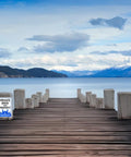 Real Deal Heavy Duty Reflective No Trespassing Sign For Private Dock 12X8 Inch Rust Proof Aluminum on wooden dock.