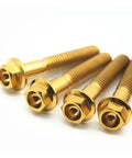Grade Five Titanium Bolts Flange Head Screws For Mountain Bikes Hella Tough Cycling Hardware Frame Fasteners in gold color.