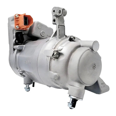 Electric AC Compressor Direct Fit Replacement For Tesla Model 3 and Model Y EV, showing detailed motor and connector design.