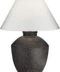 Massa Black Terracotta One Light Table Lamp With On Off Socket Switch UL Listed 29 And A Half Inches Tall Shade Measures 10 Inches