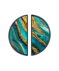2 Pack Dope Teal And Gold Textured Fluid Art Cabinet Pulls With Black Semicircle Drawer Handles 3 Inch Hole Center Solid Metal