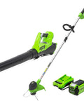 40V Cordless Walkway Warrior Yard Tool Combo Kit with 2.0Ah Battery and Charger, 12-inch trimmer and 390 CFM leaf blower