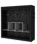 Your Go To Portable Wardrobe With 4 Hanging Rails And Shelves Heavy Duty Steel Frame Black Clothes Organizer Space Saving Closet