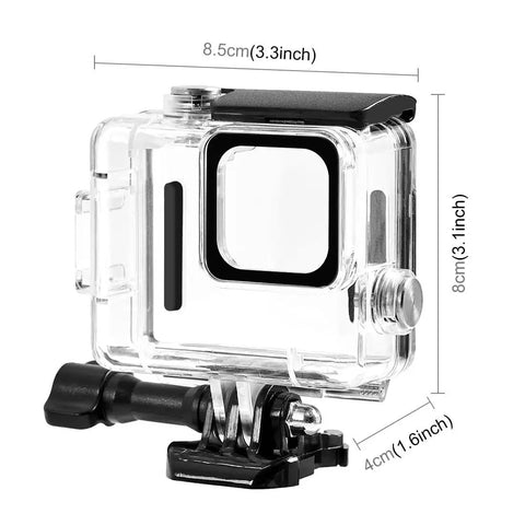 Waterproof Housing Case for GoPro Hero 4K Action Camera With 60m/196ft Depth Rating, clear PMMA with mount screws