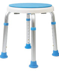 Swivel Shower Stool With Tool Free Assembly, Adjustable Legs, Anti Slip Rubber Tips, Round Base For Small Tubs, Stable Bench Seat