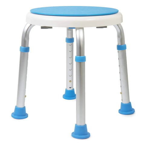 Swivel Shower Stool With Tool Free Assembly, Adjustable Legs, Anti Slip Rubber Tips, Round Base For Small Tubs, Stable Bench Seat