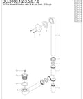 Exploded diagram of Made To Match Tub Waste And Overflow Lift And Turn Drain In Brushed Brass, 20-gauge, 1-1/2 in fit components.