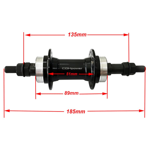 Rear Hub For Bicycle 36 Hole Wide 135mm Aluminum Alloy Double Thread Three Eighth Inch Axle Black with measurements