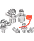 Heavy Duty Grease Zerk Fitting Tool Kit 2pc Set With 80 Replacement Fittings For SAE And Metric, assorted zerk fittings and caps.