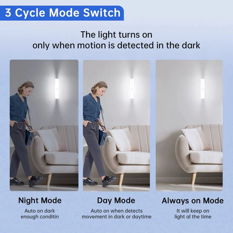 Super Handy Rechargeable Dimmable Motion Sensor Led Lights For Under Cabinet And Step Lighting Three Modes Display