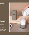 Filling the Rechargeable Electric Salt And Pepper Grinder Set With USB Charging For One Hand Use, 66g capacity