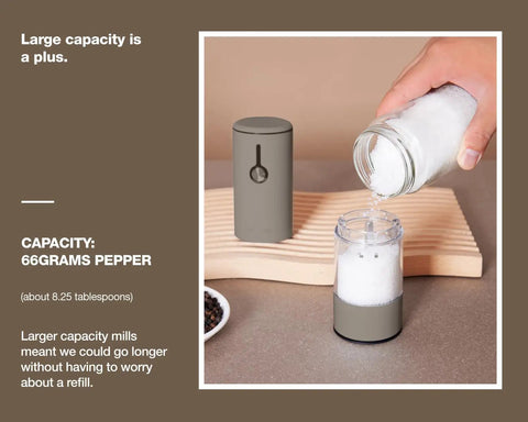 Filling the Rechargeable Electric Salt And Pepper Grinder Set With USB Charging For One Hand Use, 66g capacity