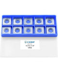 CDBP 15×15×2.5mm square carbide inserts in blue plastic organizer, 10 pcs for woodturning.