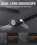 Dual Lens Inspection Camera With 5 Inch IPS Screen And LED Light Dope HD Borescope Endoscope demonstrating dual-lens feature