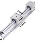 Two Pack SBR12 Linear Rails 1000mm With Four SBR12UU Blocks CNC Rail Kit, showing rail with blocks and dimensions.