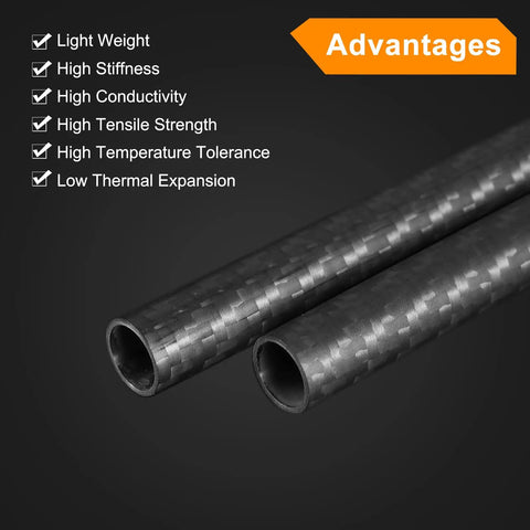 Dope Carbon Fiber Tubes 500mm Long 12mm Outer Diameter 10mm Inner Diameter 3K Hollow Round Tubing With Twill Weave Matte Finish Pack Of 2 For Quadcopters And RC Builds Ideal For Custom Drone Frames And DIY RC Projects, showcasing advantages of light weight and high stiffness