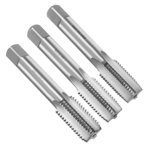 Three Piece M24 X 3 Hand Tap Set High Speed Steel Taps For Taper Plug And Bottom Threads Right Hand Metric Threading Tools DIY Metalworking Tapping Kit Pro Grade Beefy