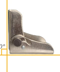 Built Tough 90 Degree Auto Locking Folding Bracket For Tables And Beds Nickel Plated Steel Hinge side view with smooth finish.