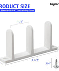 4 Pack Universal Sliding Door Bottom Guide In White ABS Floor Track For One And Three Eighths Inch Thick Closet And Cabinet Doors Includes Mounting Screws And Side Support To Keep Doors Centered And Sliding Smoothly with dimensions and screw visible.