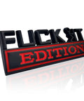 Fuck It Edition 3D Car Emblem Badge Exterior Sticker Decal For All Cars, Zinc Alloy Fender Badge Replacement, black and red design.