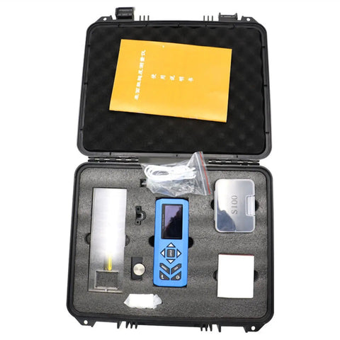 Digital Surface Roughness Meter With Slick Lcd Screen And Durable Rechargeable Battery For Smooth Machinist Finish Tests And Gnarly Metal Or Plastic Measurements Made Totally Legit in carrying case, includes components.