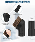 Horsehair dust brush and vacuum adapter from 14 Piece Vacuum Attachment Kit For Shop Vac With 2.5 To 1.25 Inch And 1.875 To 1 Inch Adapters