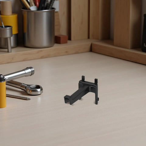 Heavy Duty Black Plastic Pegboard Hooks 10 Pack For Square Hole Pegboards Versatile Shop Display And Home Storage Clips Easy Install Durable Pegboard Organizer Hooks For Tools Supplies And Craft Displays. Black plastic pegboard hook on workbench
