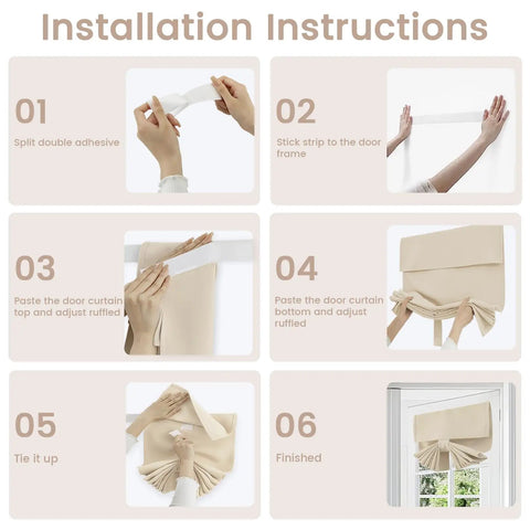 Sidelight Door Curtain Panel For Front Door With Privacy, Thermal Insulated Tie Up Shade, installation guide.