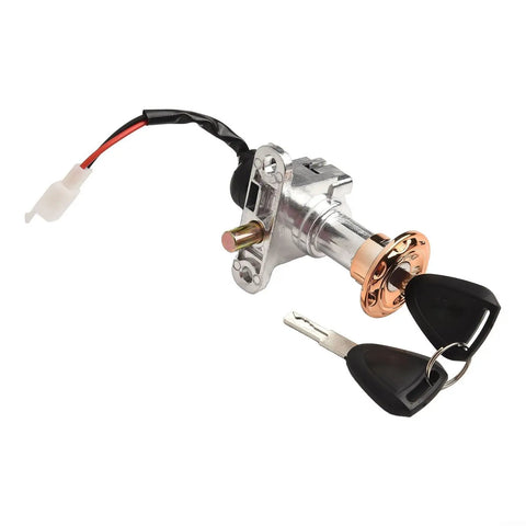 Solid 2 Pin E Bike Ignition Switch Lock Set With Two Keys For Electric Scooters Tricycles Seamless Replacement For Old Broken Units Secure Ride Protection, metal ignition lock with wired connector
