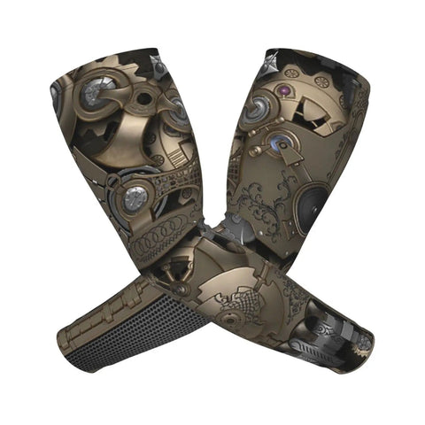 Steampunk Mechanical Gear Arm Sleeves, polyester, 430mm, UV sunblocking for outdoor activities and road trips.