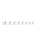 Wall Mounted Coat Rack With Eight Hooks Wood Base Modern White Entryway And Bedroom Organizer For Coats Scarves Towels Leashes And More Space Saving Durable Metal Hooks