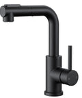 Top Shelf Compact Kitchen Faucet With Pull Down Sprayer And Rock Solid Stainless Steel Build Matte Black Finish side view.