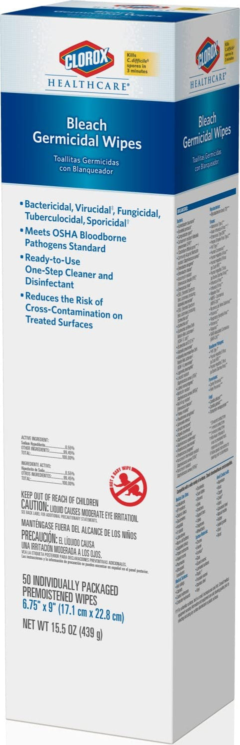 Hospital Grade Germicidal Bleach Wipes Ready To Use Disinfectant For Industrial Cleaning Kill C Difficile In 3 Minutes 58 Seconds Box
