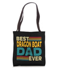 Dragon Boat Racing Tote Bag For Paddlers And Crew, black canvas bag with 'Best Dragon Boat Dad Ever' text front view.