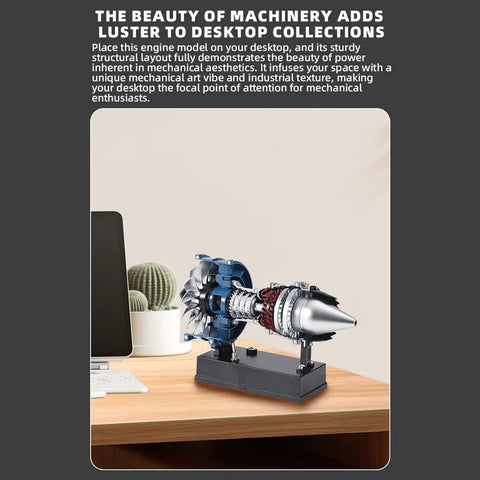 DM122 All Metal Turbofan Engine Kit With 170 Plus Pieces DIY Aviation Model Jet Engine on a desk setup