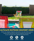 Sweet Tea Comfort Pro Rocker Outdoor Rocking Chair with Shoulder Strap by a pool, bright colors ideal for camping.