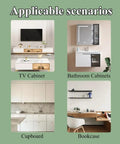 Applicable scenarios for Beefed Up Thickened Black Heavy Duty Shelf Bracket, including TV cabinet, bathroom, cupboard, bookcase areas.