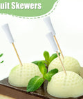 Golf Themed Cocktail Picks 5.91 Inch White Bamboo Toothpicks for Appetizers in dessert display, with mint garnish on cake