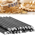 Metal Jewelry Anvil And Chisel Kit With 20 Punch Stamps For DIY Rings And Jewelry Making, shown with stamps and jewelry.