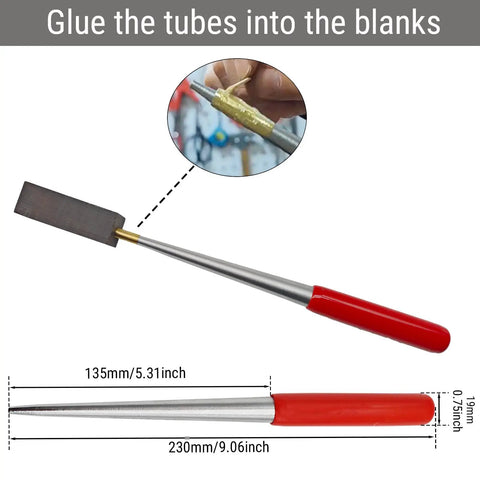 Diagram showing tube insertion in DIY Pen Turning Kit For Lathe With MT2 Mandrel Saver 7mm Slimline Pen Kit And 7pc Barrel Trimming System.